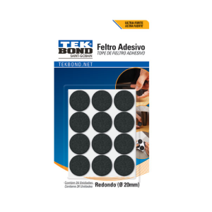 FELTRO REDONDO 20MM PRETO 24UN TEKBOND