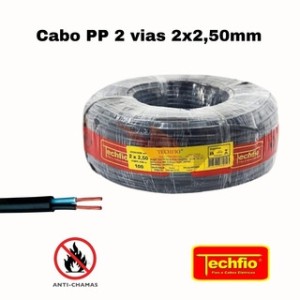 FIO CABO PP 2X2,50MM 100M TECHFIO 129 PRETO