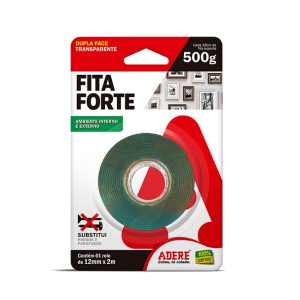 FITA DUPLA FACE FORTE ACRILICA TRANSPARENTE  12MM X 2M ADERE
