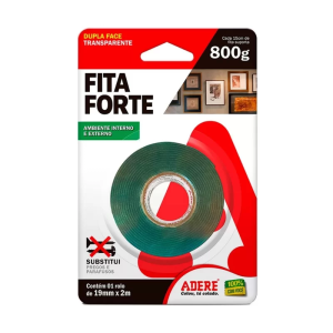 FITA DUPLA FACE FORTE ACRILICA TRANSPARENTE  19MM X 2M ADERE