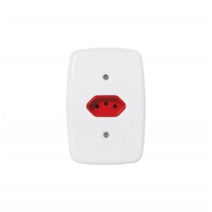 PLUZIE 1 TOMADA 2P+T 10A VERM 250V C/ PLACA 3230